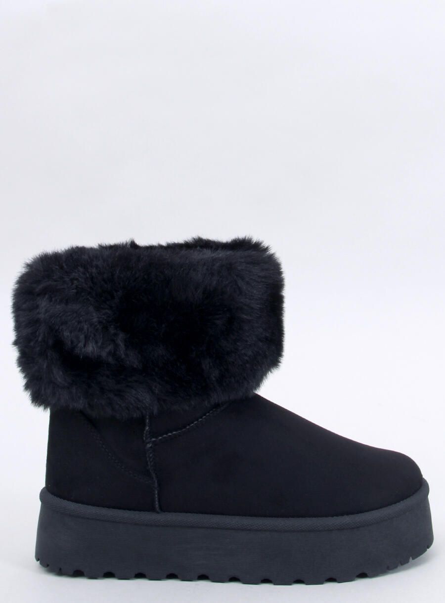 Semišové sněhule s hustou kožešinou černé