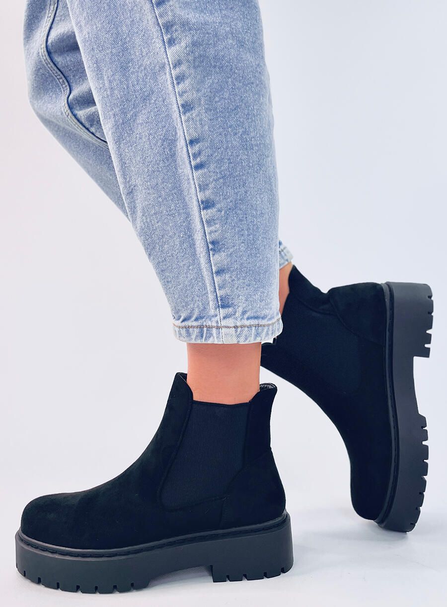 Dámské semišové chelsea boty černé