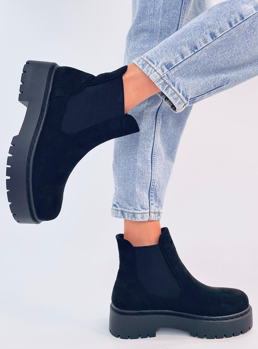 Dámské semišové chelsea boty černé