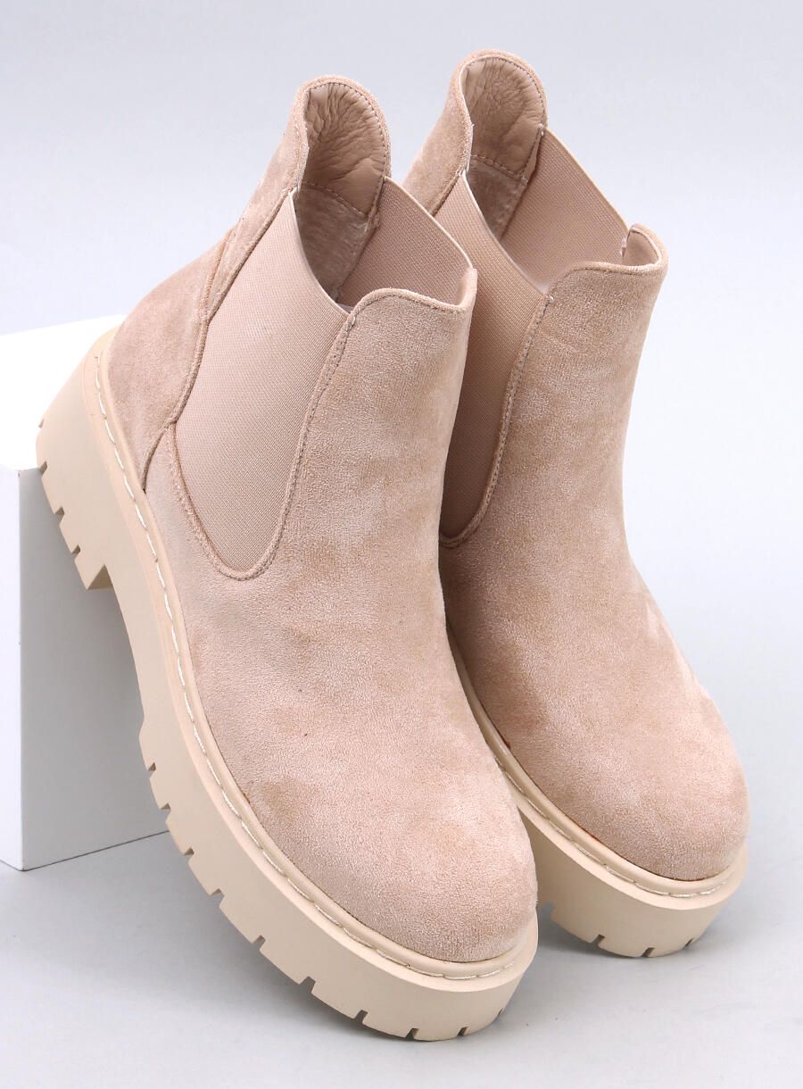 Dámské semišové chelsea boty béžové