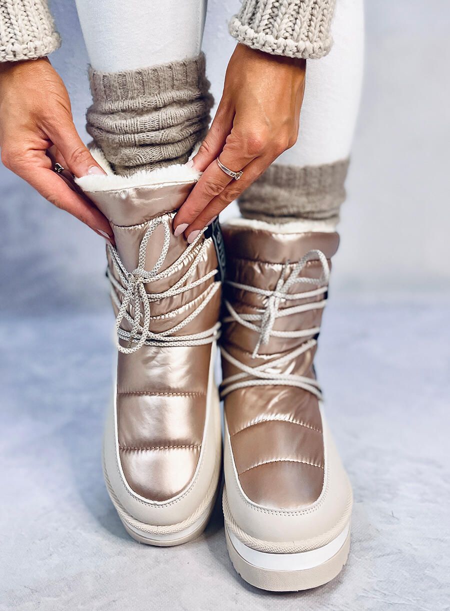 Zimní sněhule se šněrováním béžové