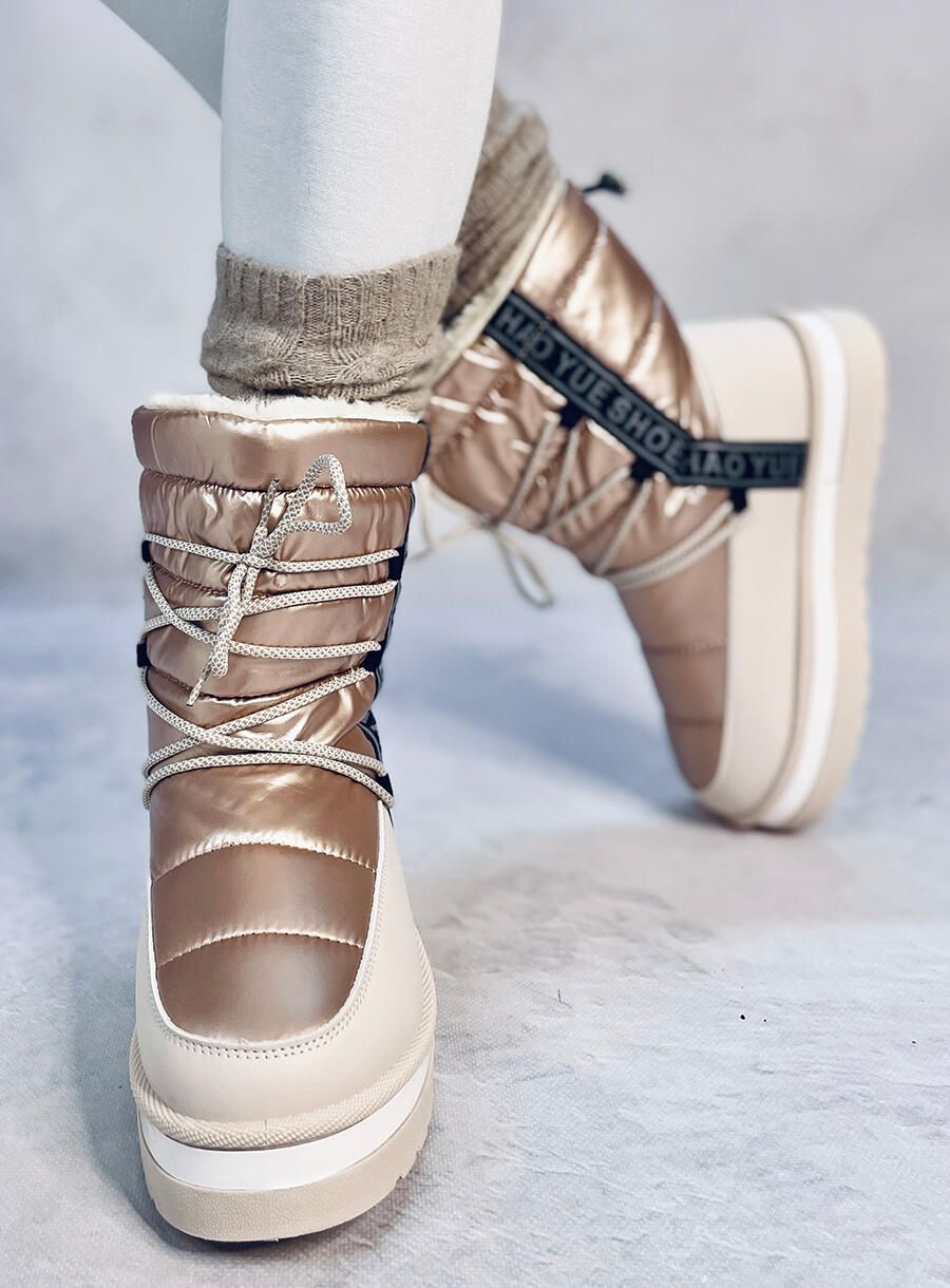 Zimní sněhule se šněrováním béžové