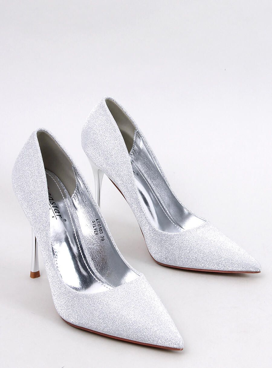 Třpytivé elegantní lodičky stříbrné