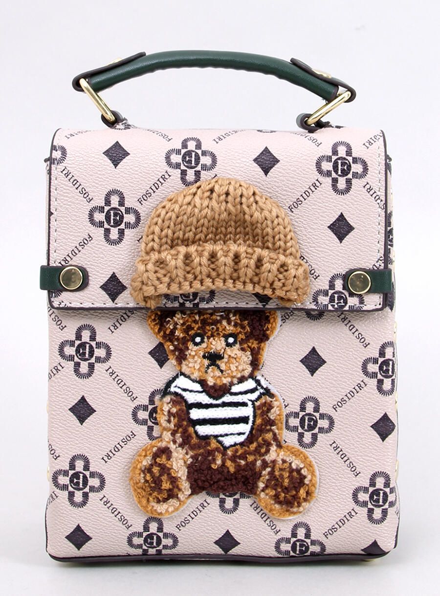 Kabelka - kufřík TEDDY béžová/zelená