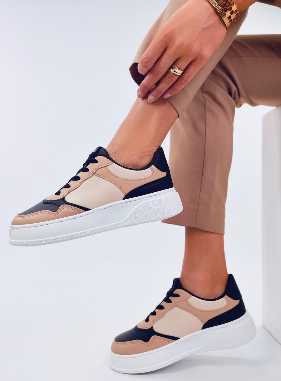 Tenisky s vysokou podrážkou béžová/černá