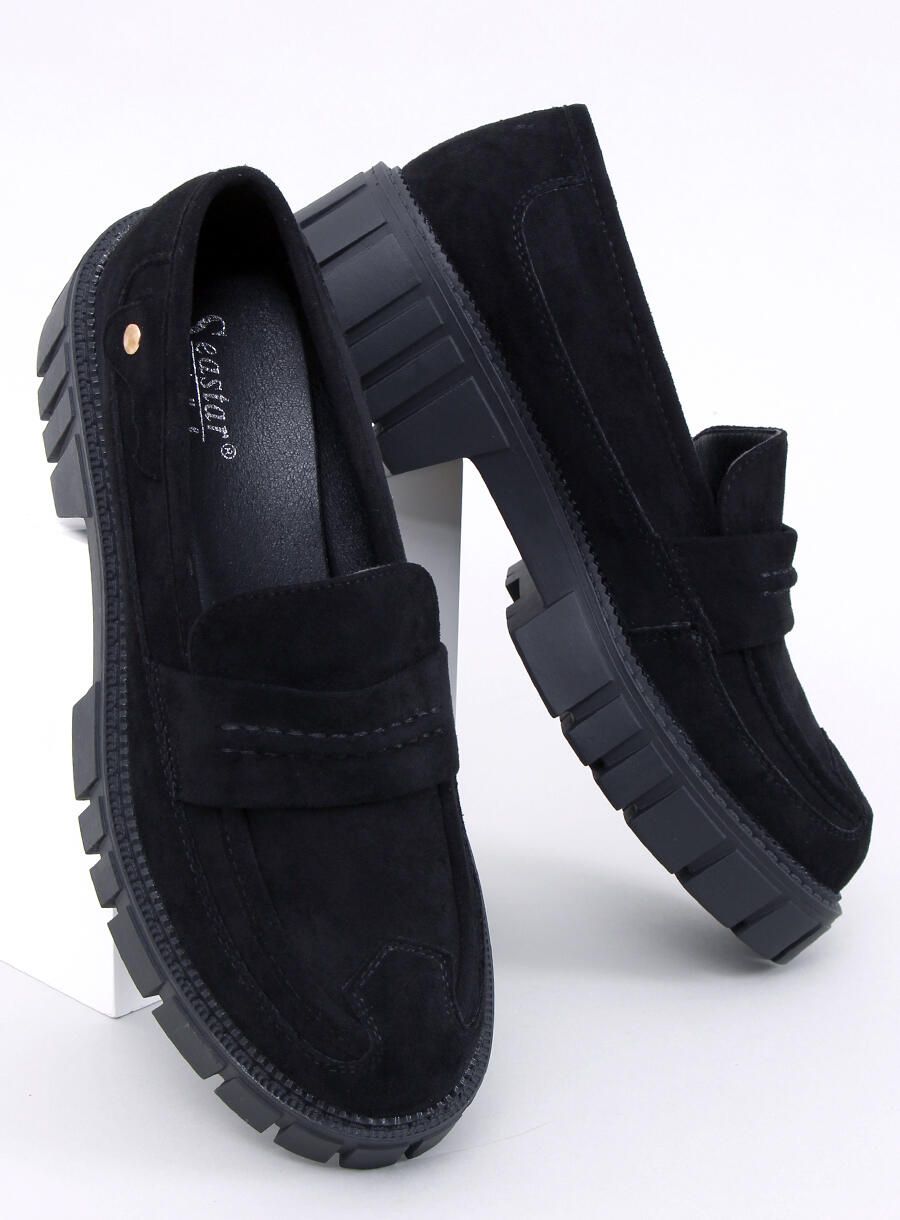 Černé semišové mokasíny na platformě