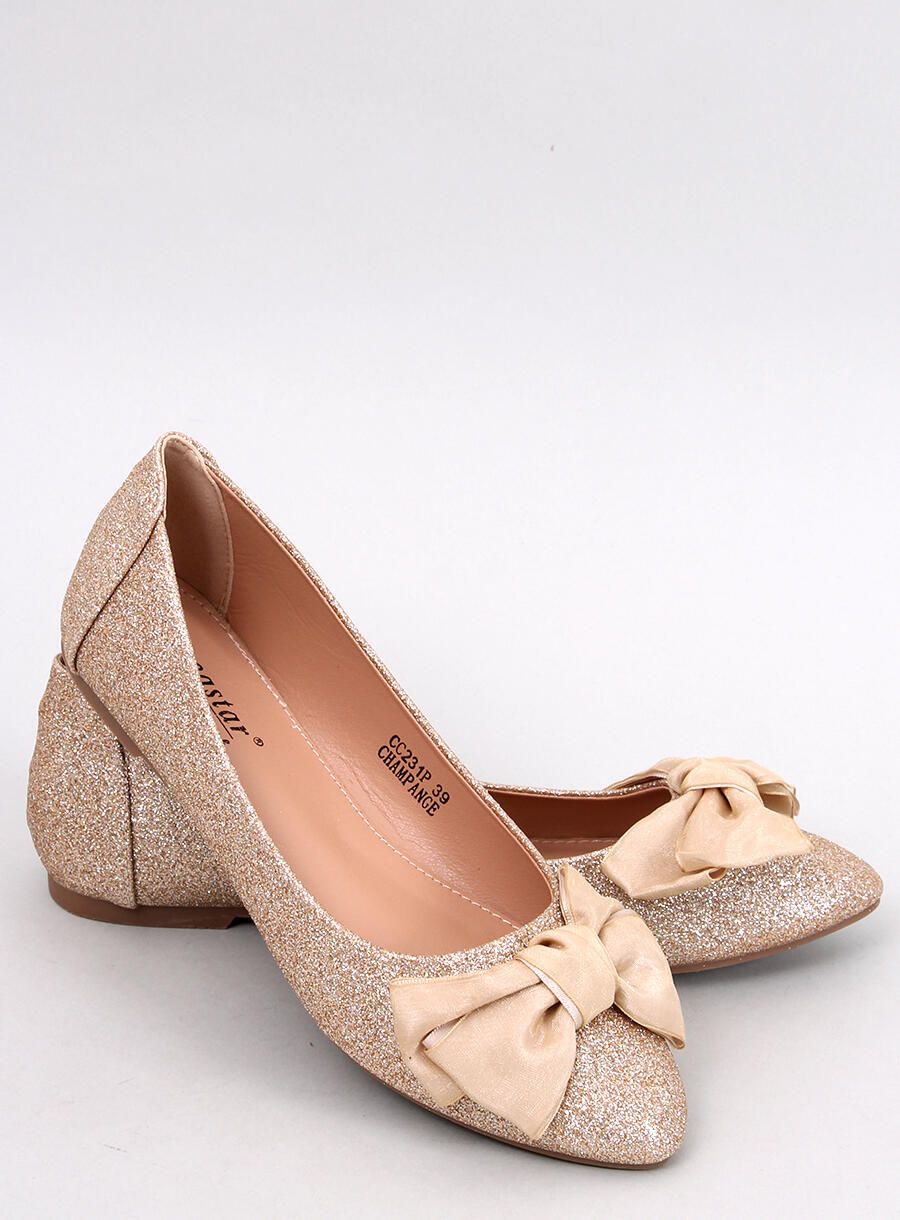 Třpytivé baleríny s mašlí zlaté