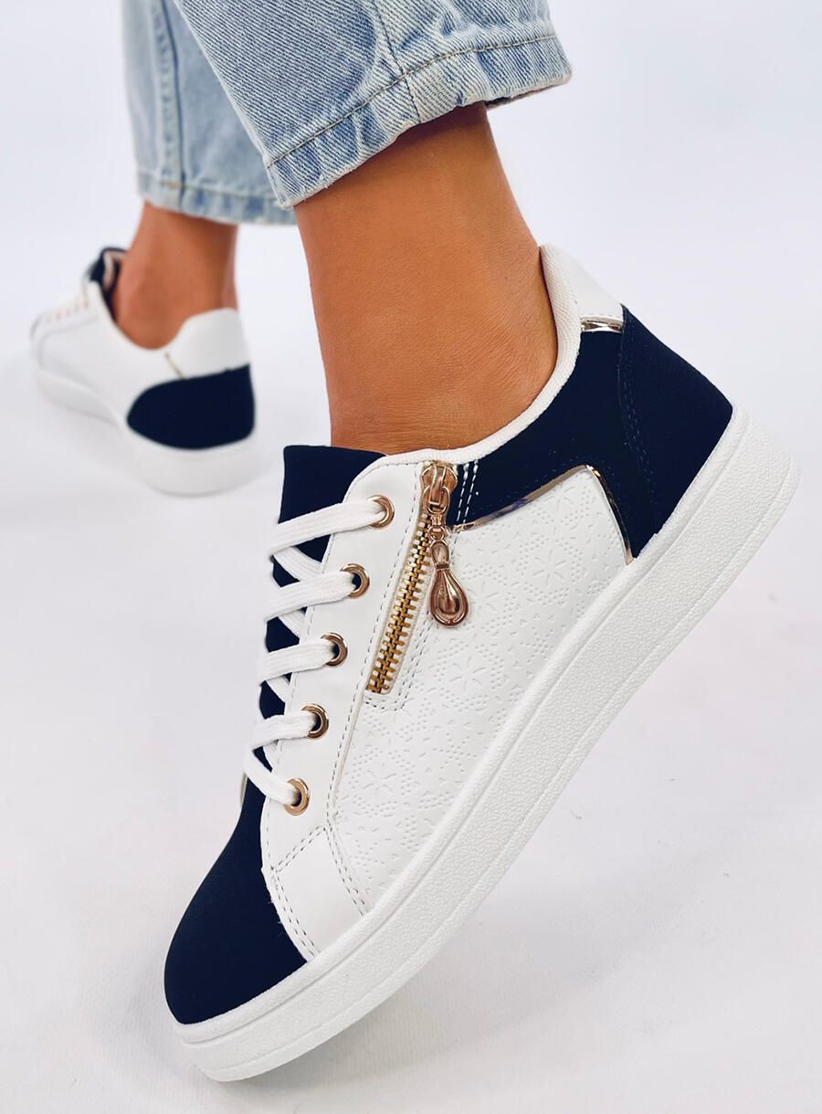 Dámské tenisky se zipem bílá/námořnická modrá