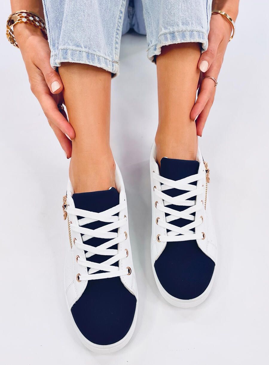 Dámské tenisky se zipem bílá/námořnická modrá