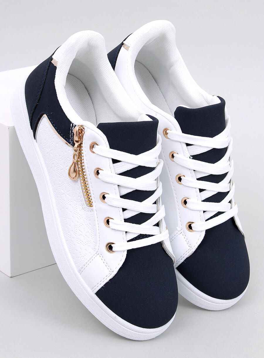 Dámské tenisky se zipem bílá/námořnická modrá