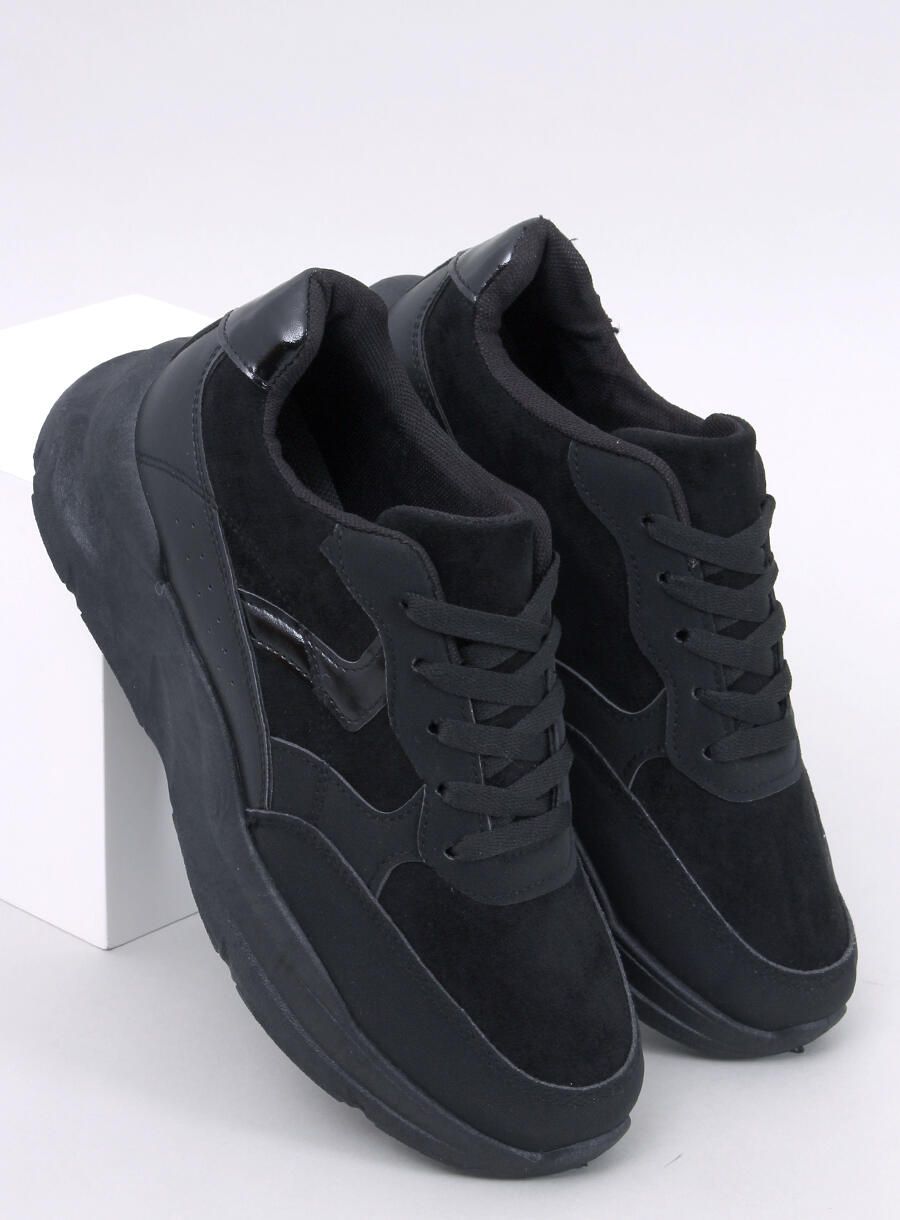 Černé tenisky na platformě ekokůže/semiš