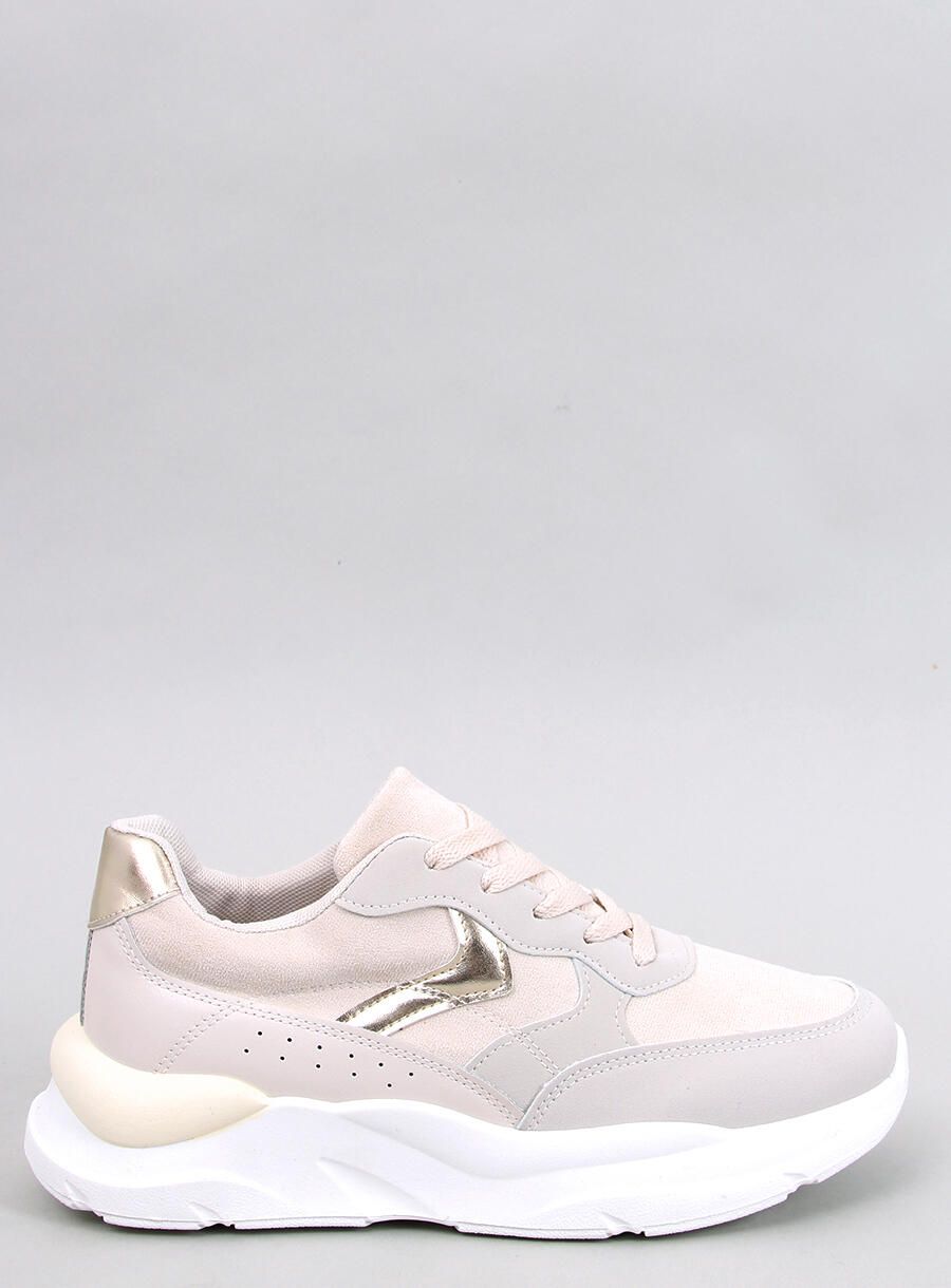 Ecru tenisky na platformě ekokůže/semiš