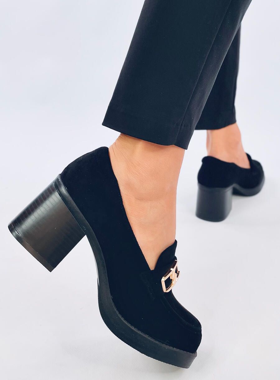 Mokasíny na podpatku černé