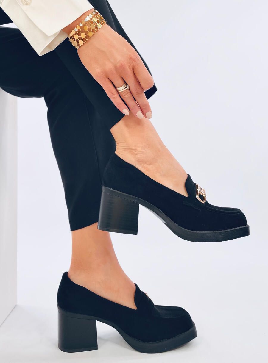 Mokasíny na podpatku černé