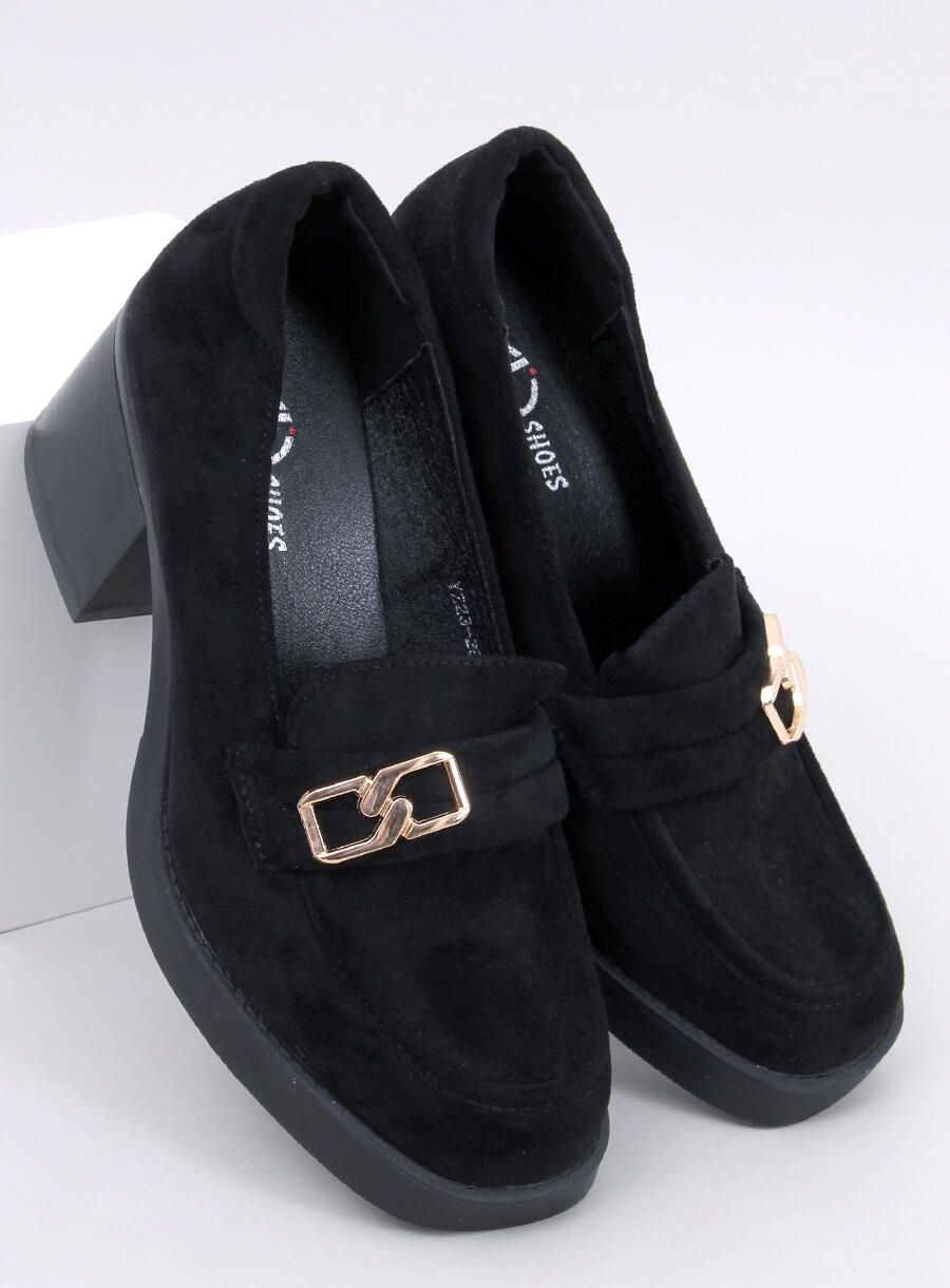 Mokasíny na podpatku černé