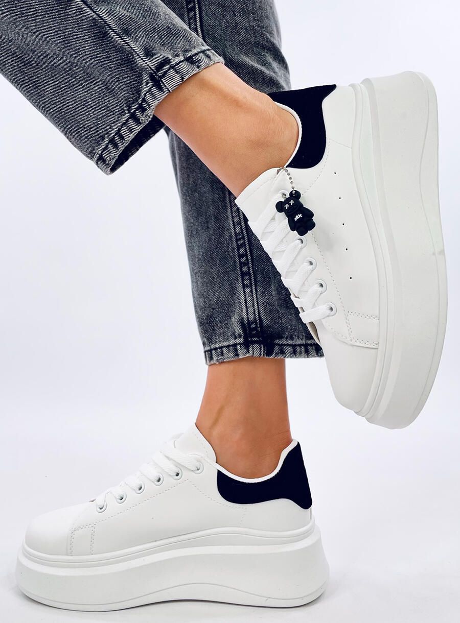 Tenisky na vysoké platformě bílá/černá