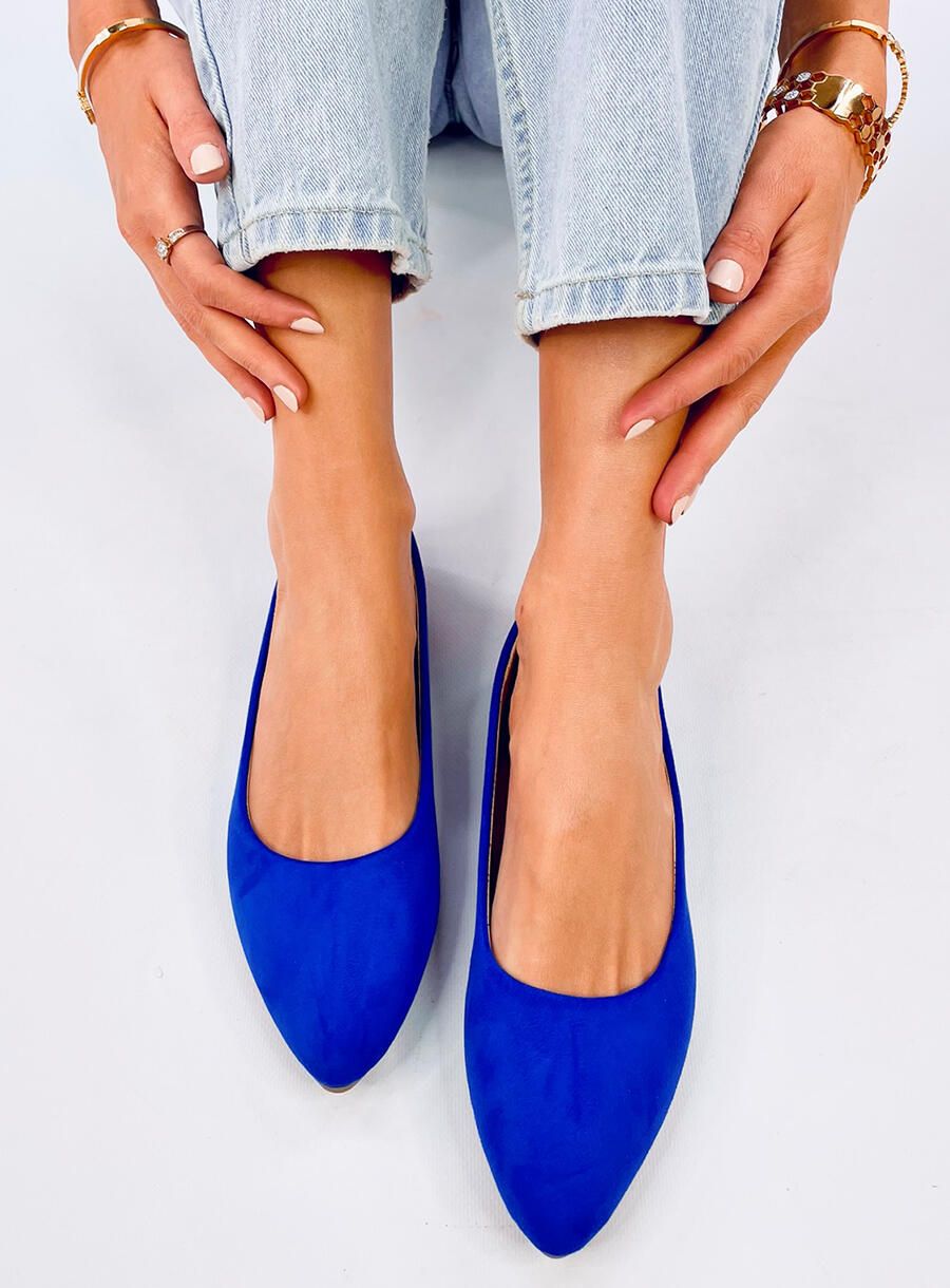 Královské modré baleríny s koženou stélkou