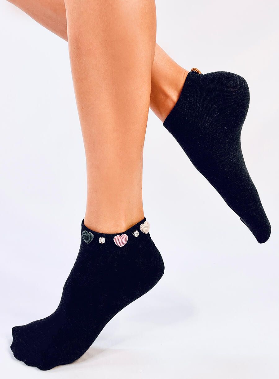 Grafitové ponožky se srdíčky