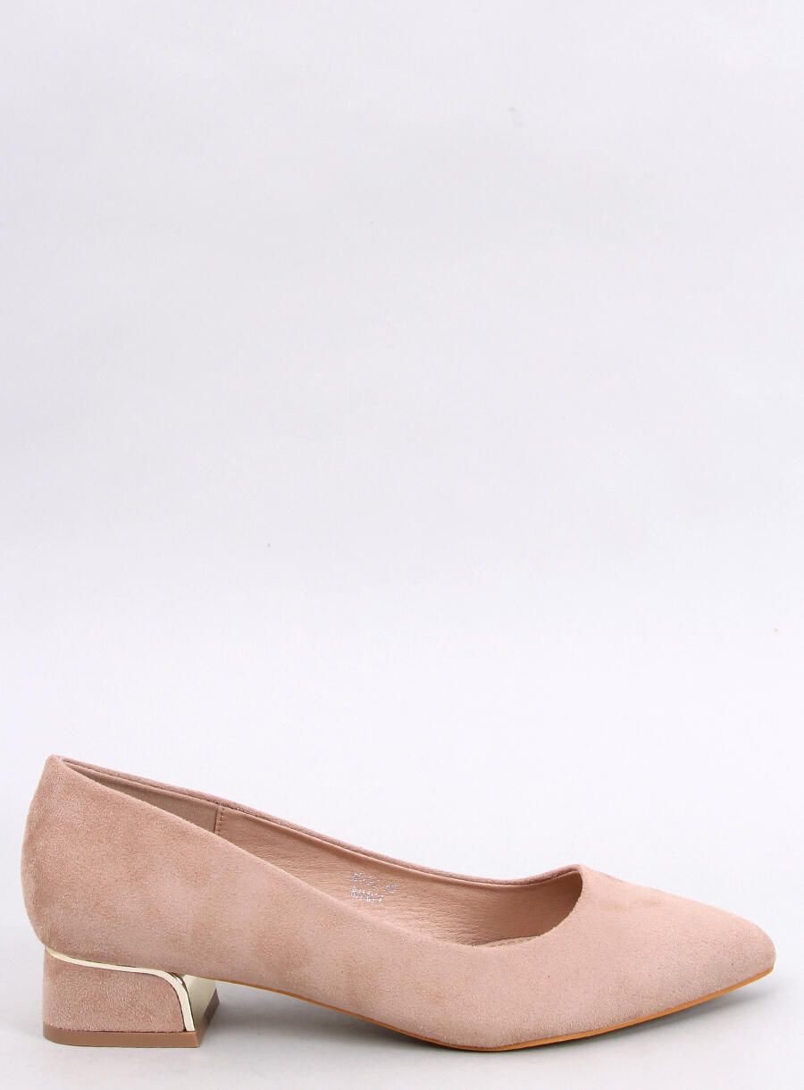 Semišové lodičky na nízkém podpatku béžové
