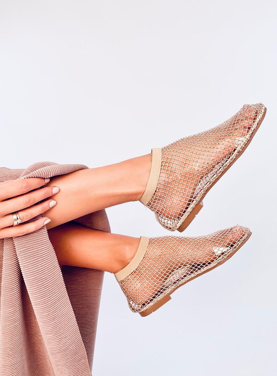 Dámské síťované sandály zlaté