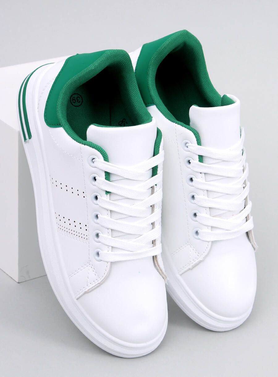 Tenisky na skrytém podpatku bílá/zelená