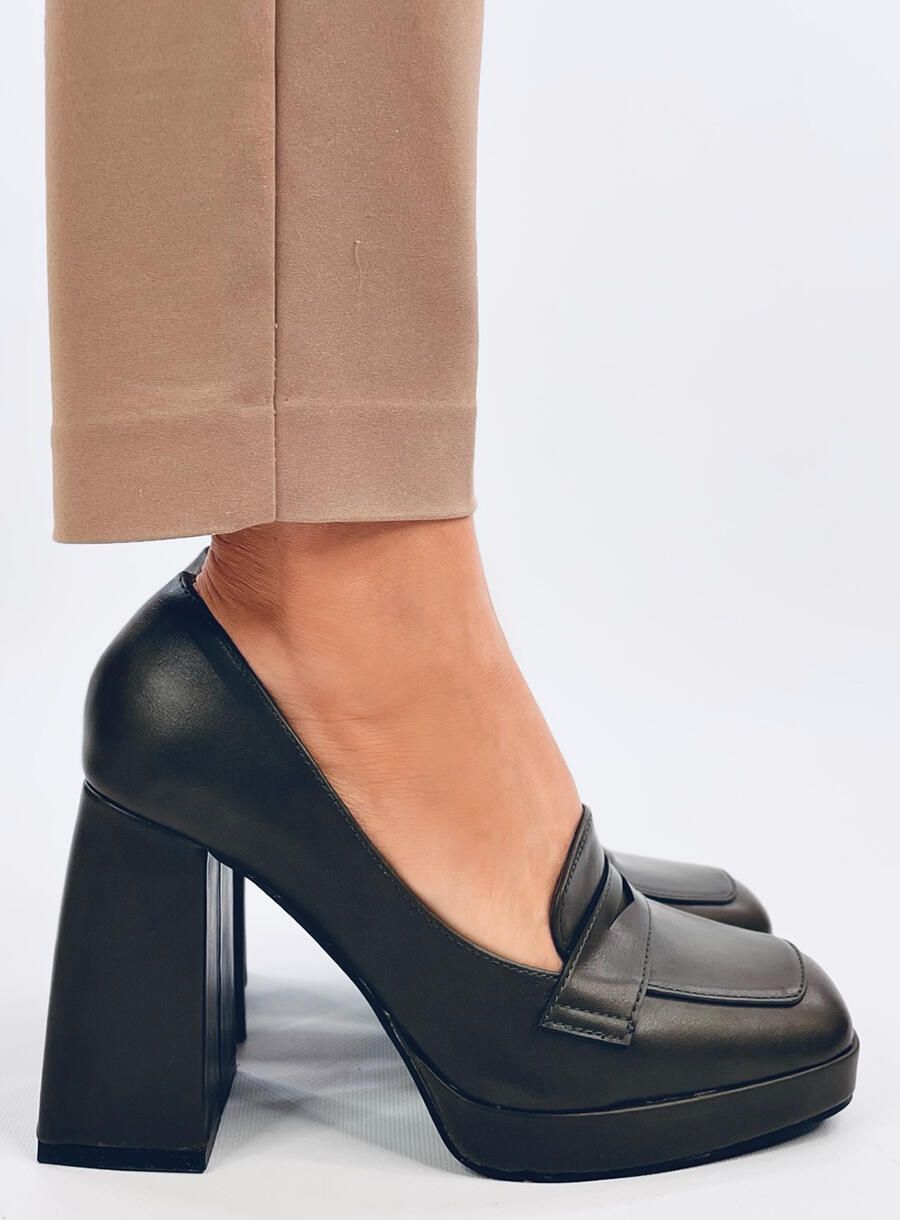 Elegantní lodičky na podpatku tmavě zelené