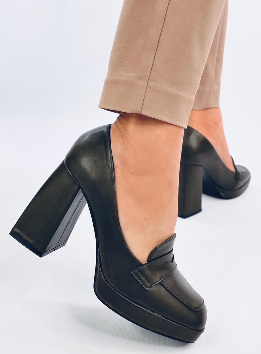 Elegantní lodičky na podpatku tmavě zelené