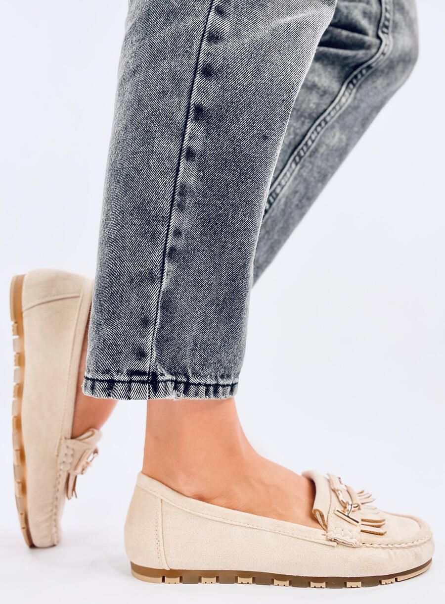 Světle béžové semišové mokasíny