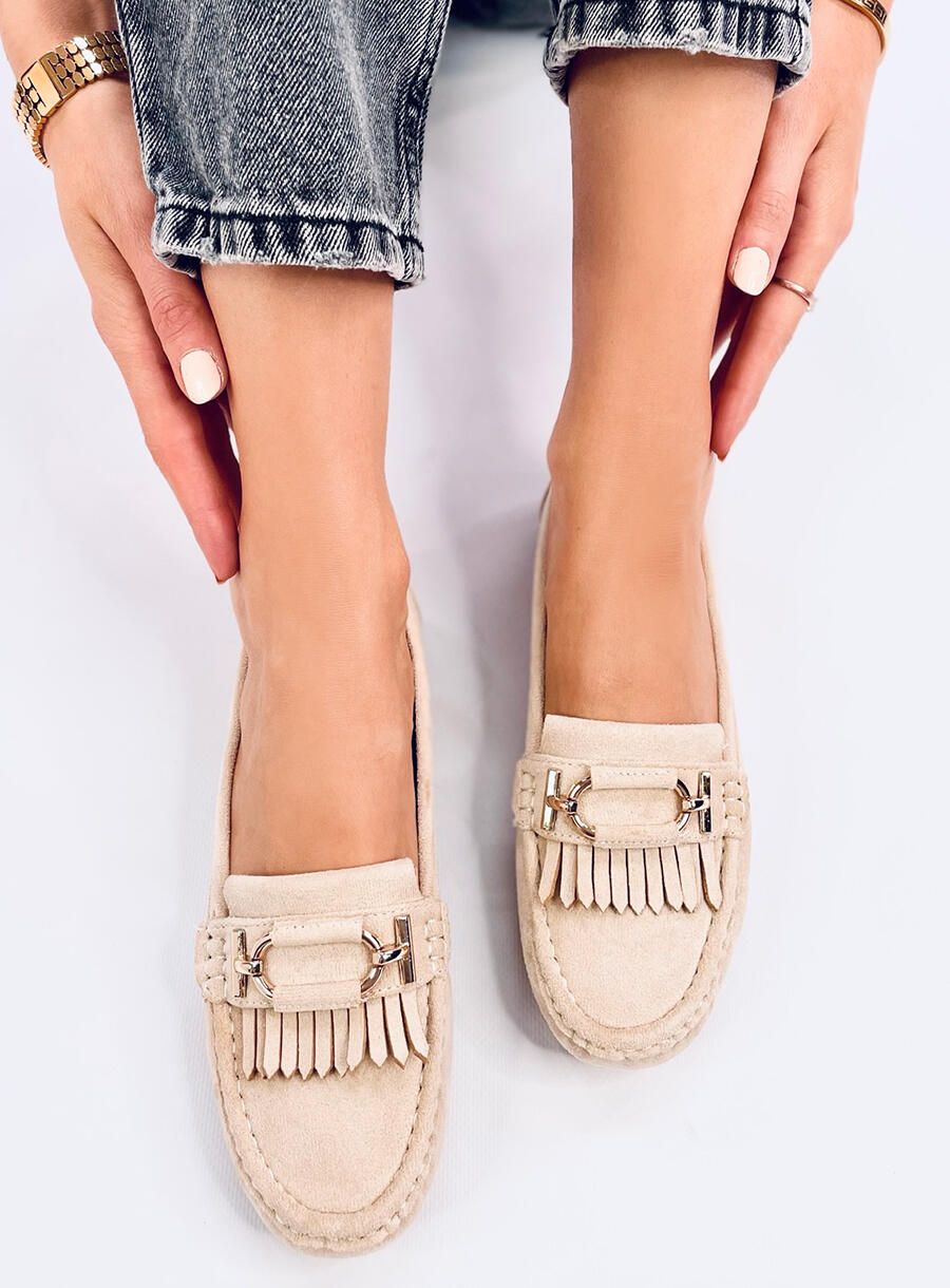 Světle béžové semišové mokasíny