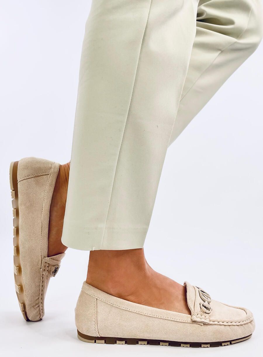 Světle béžové dámské mokasíny z ekosemiše