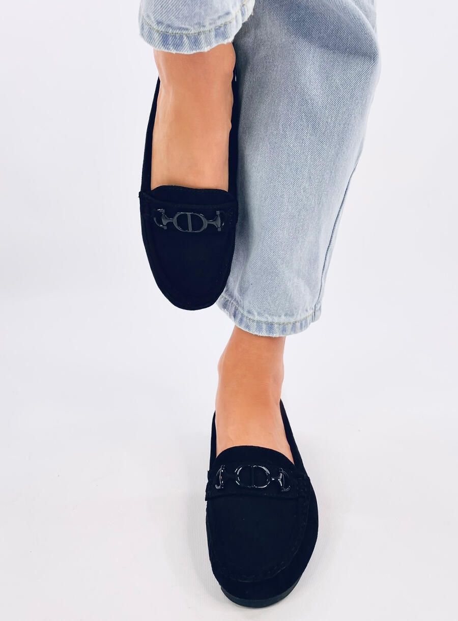 Černé dámské mokasíny z ekosemiše