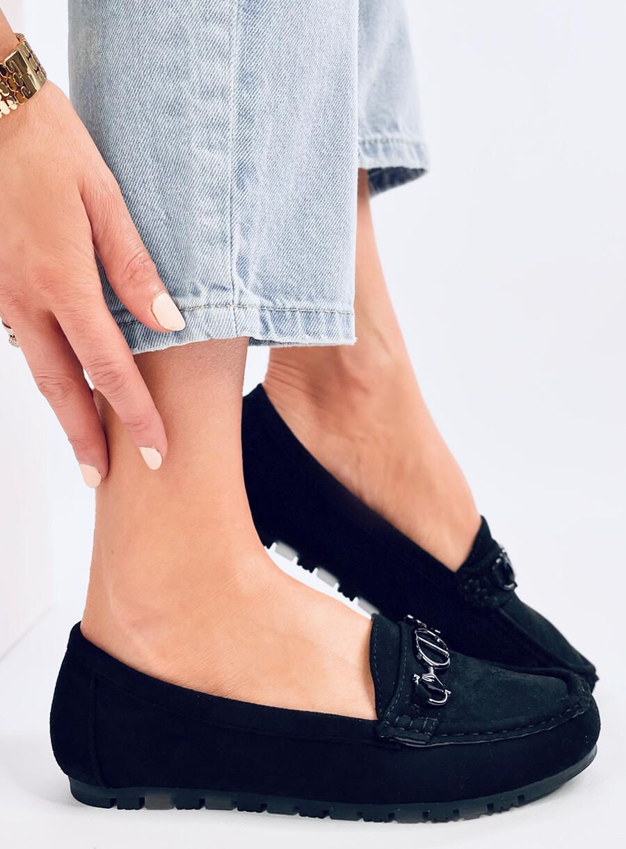 Černé dámské mokasíny z ekosemiše