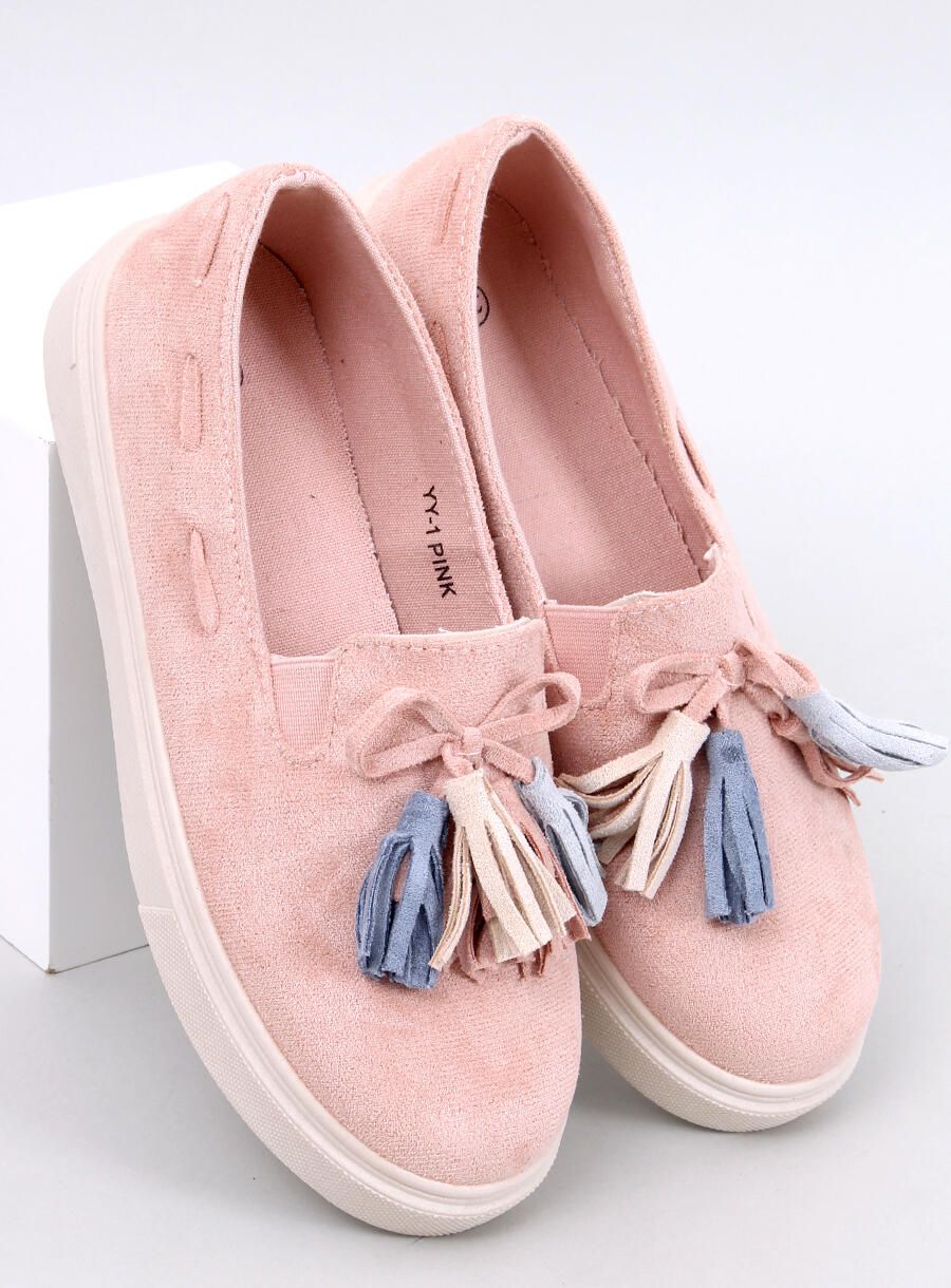Světle růžové mokasíny s třásněmi