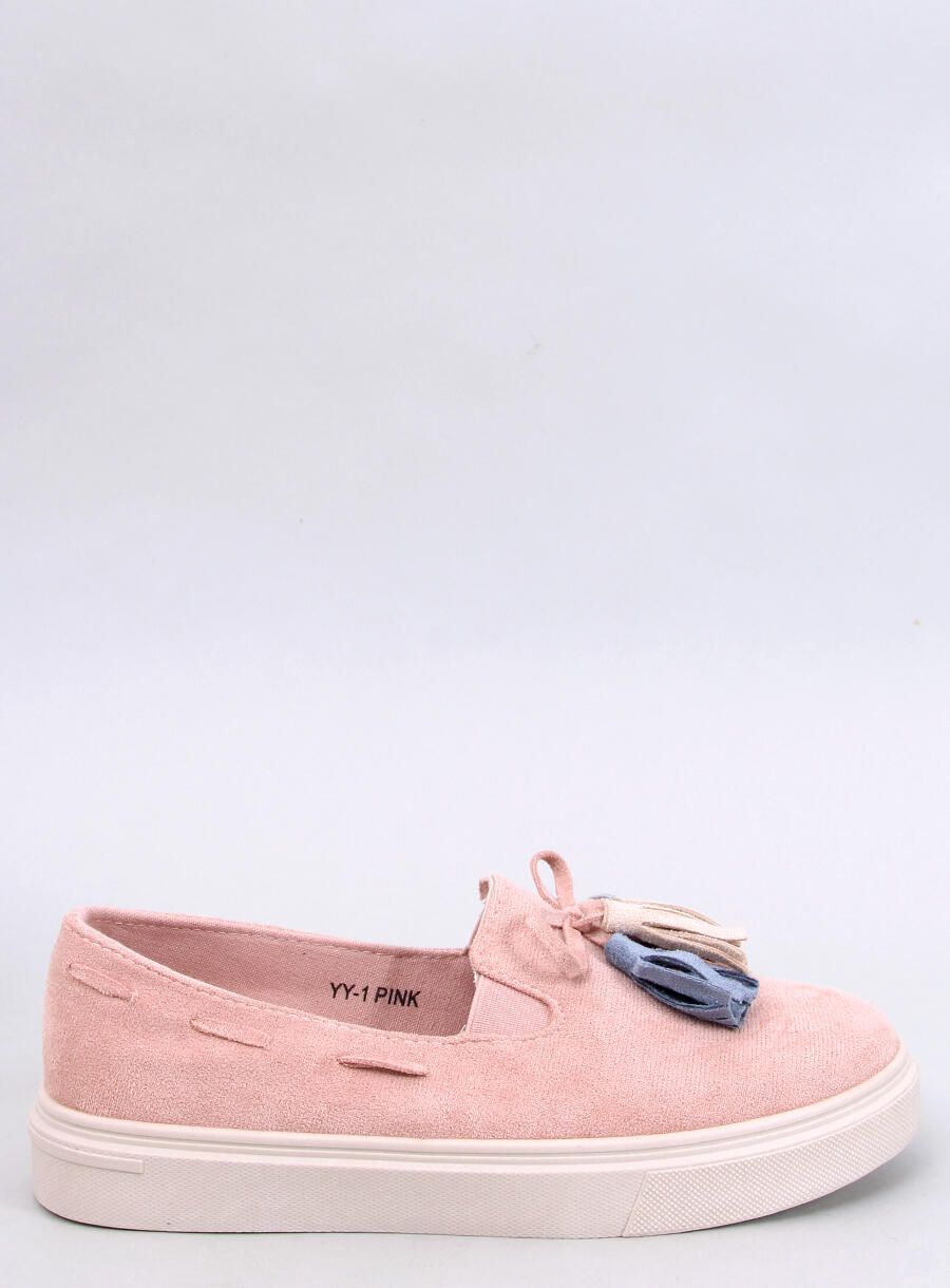 Světle růžové mokasíny s třásněmi