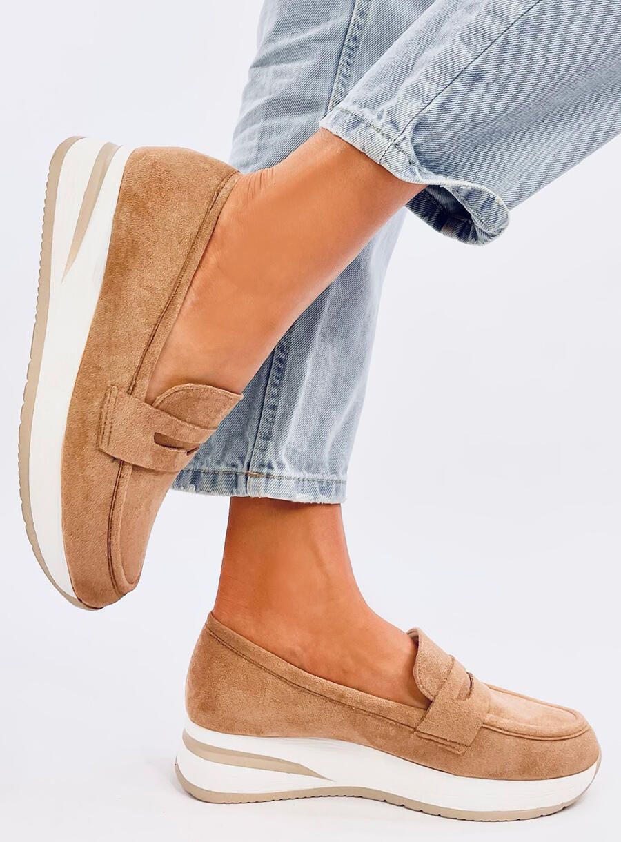 Dámské mokasíny ve sportovním designu hnědé