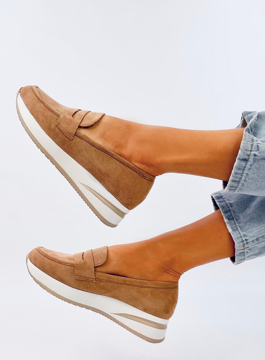 Dámské mokasíny ve sportovním designu hnědé