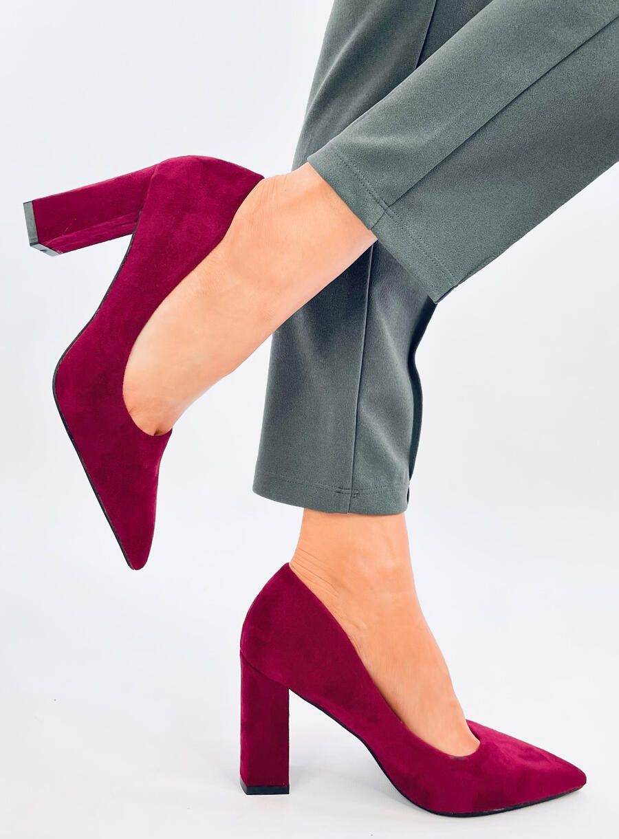 Semišové lodičky vínově červené