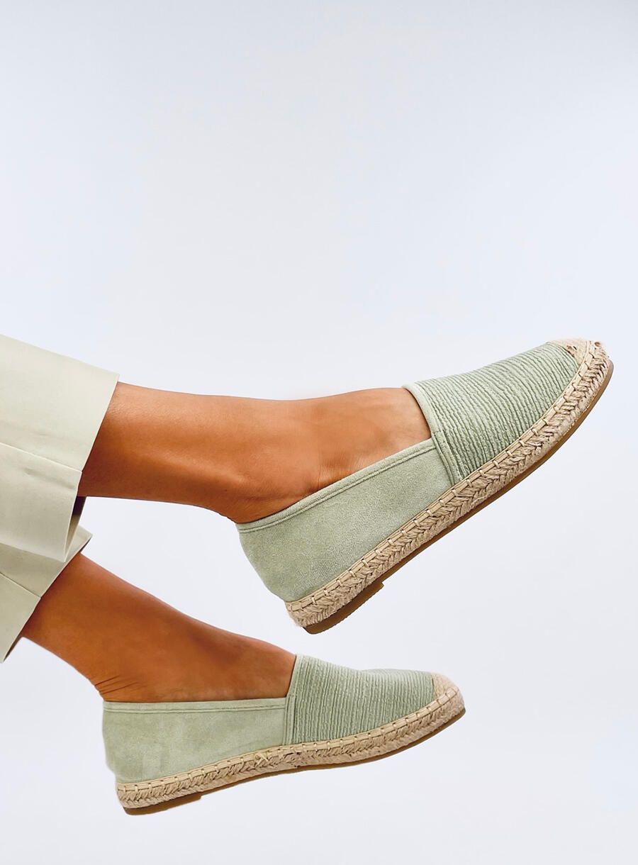 Světle zelené plátěné espadrilky