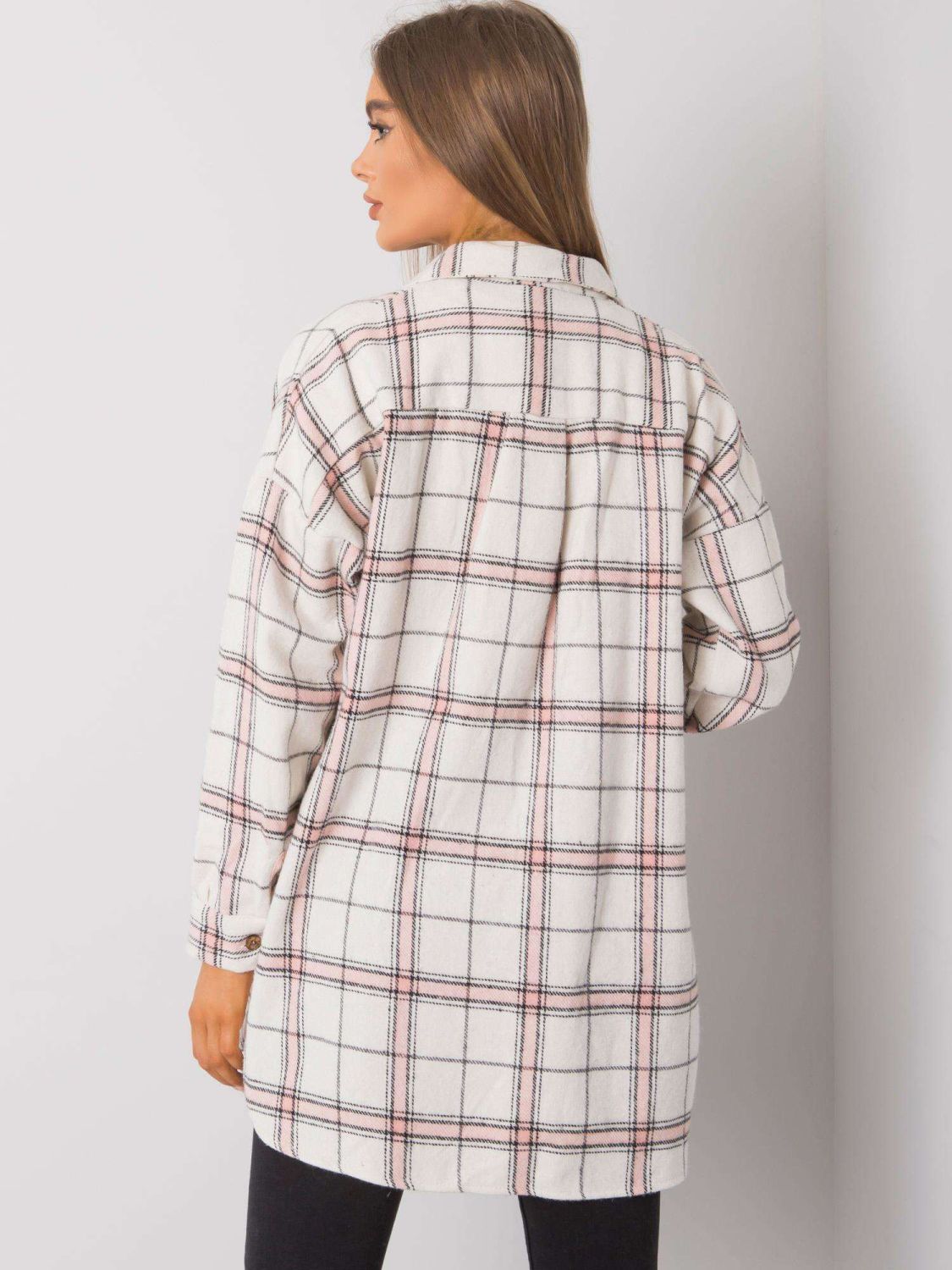 Béžovo-růžová kostkovaná košile