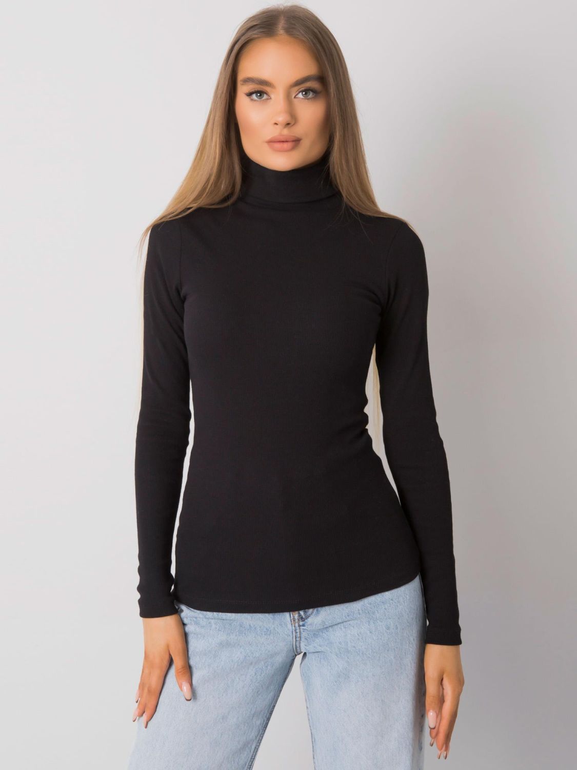 Černý pruhovaný dámský rolák