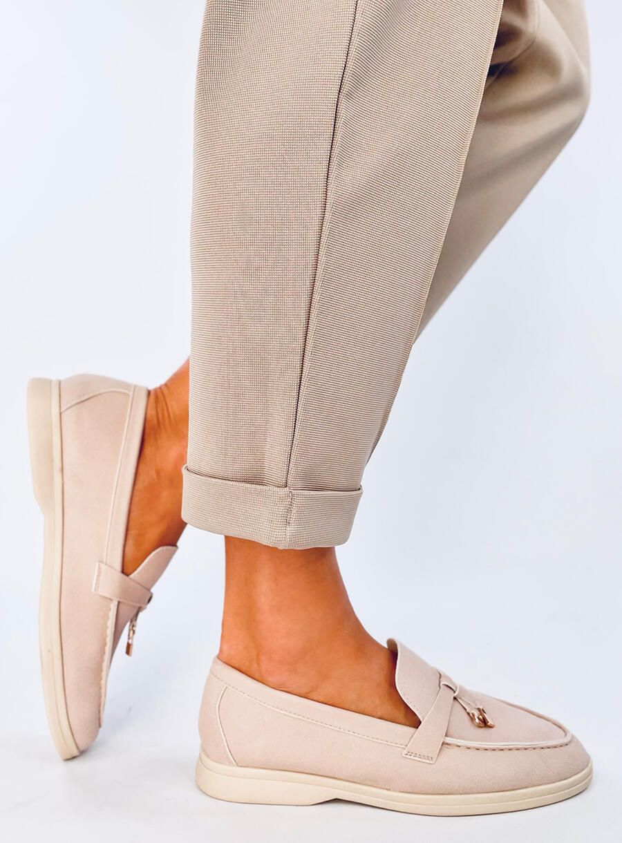 Béžové dámské mokasíny v klasickém střihu