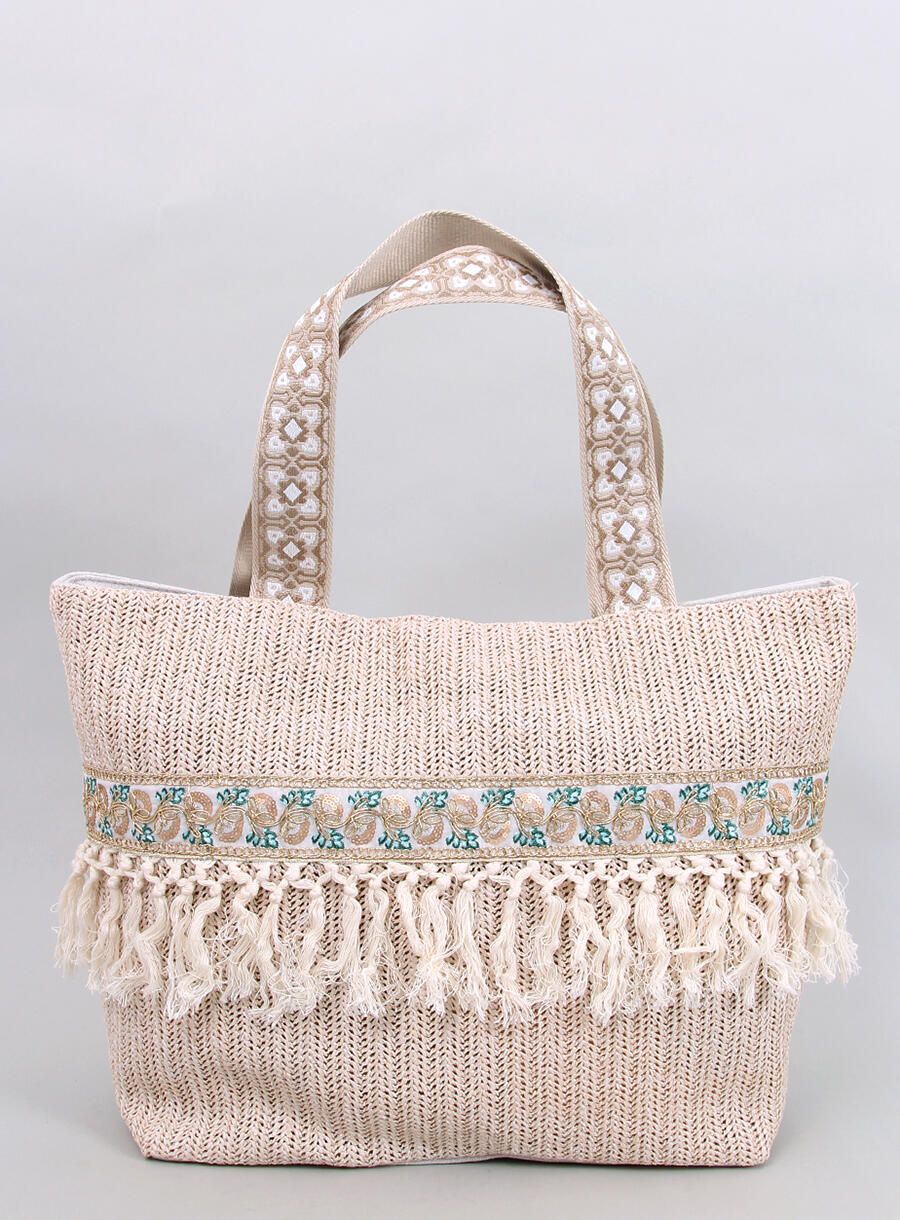 Půdrově růžová velká plážová taška BOHO