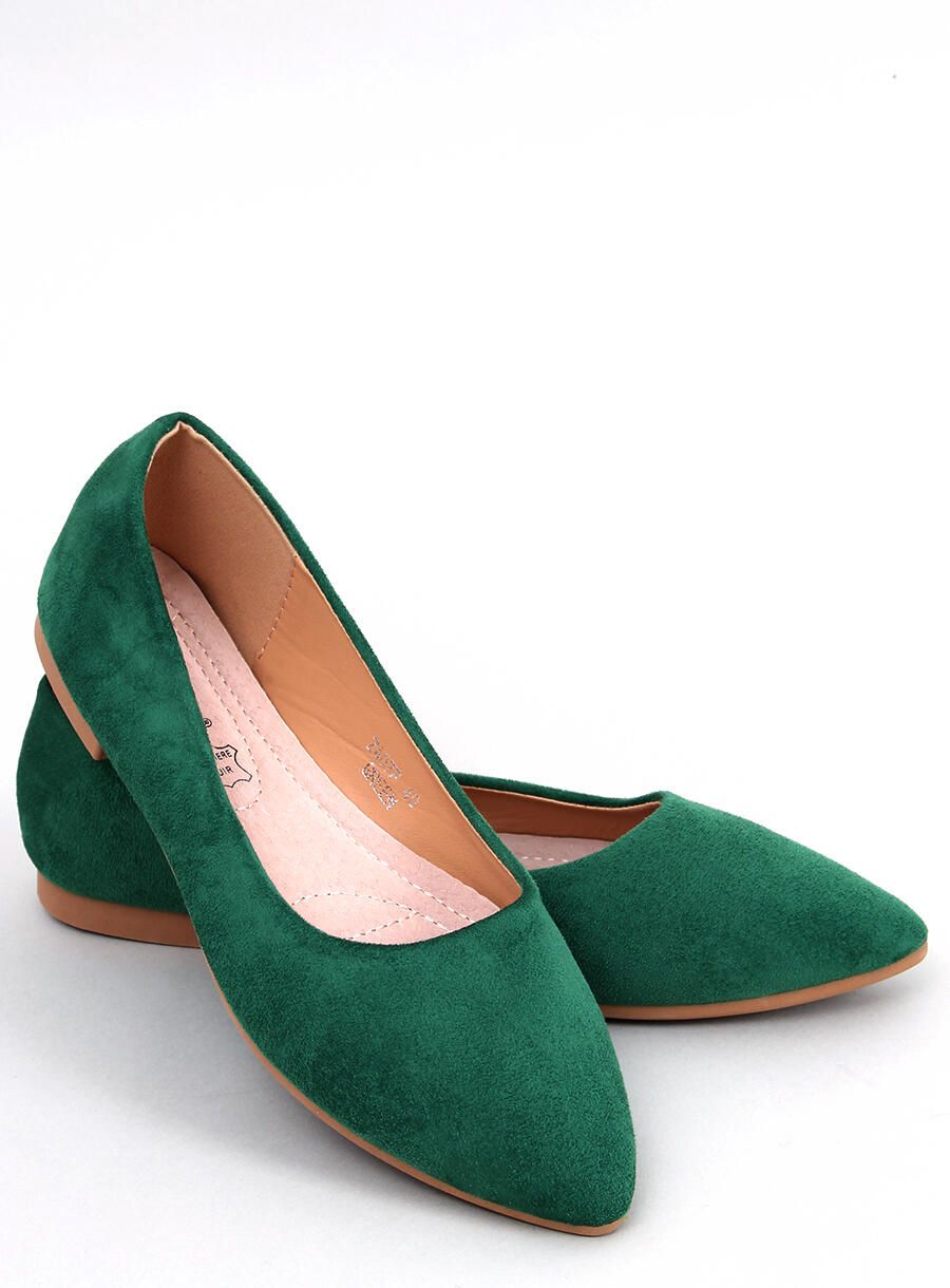 Tmavě zelené balerínky s koženou stélkou