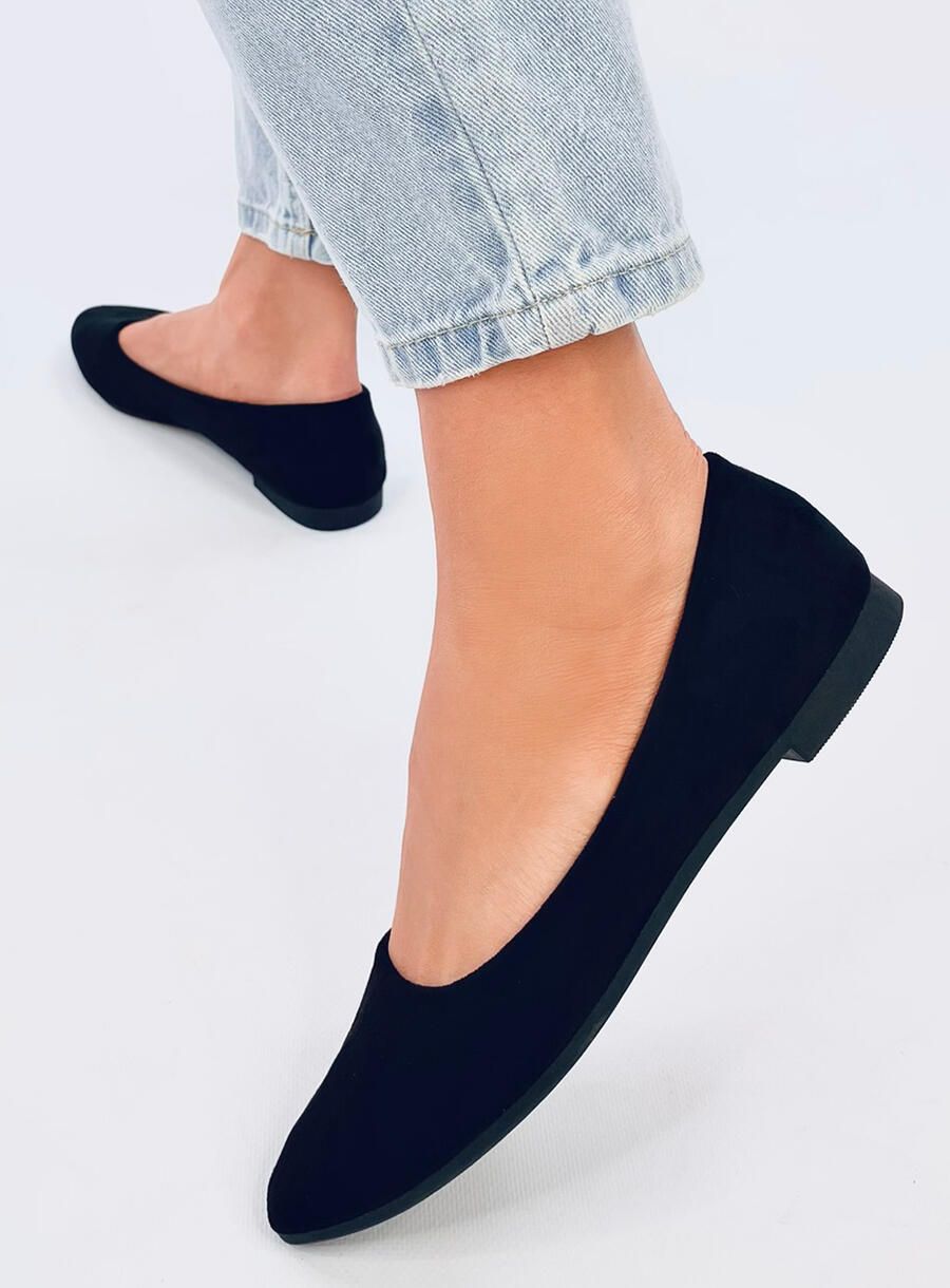 Černé balerínky s koženou stélkou