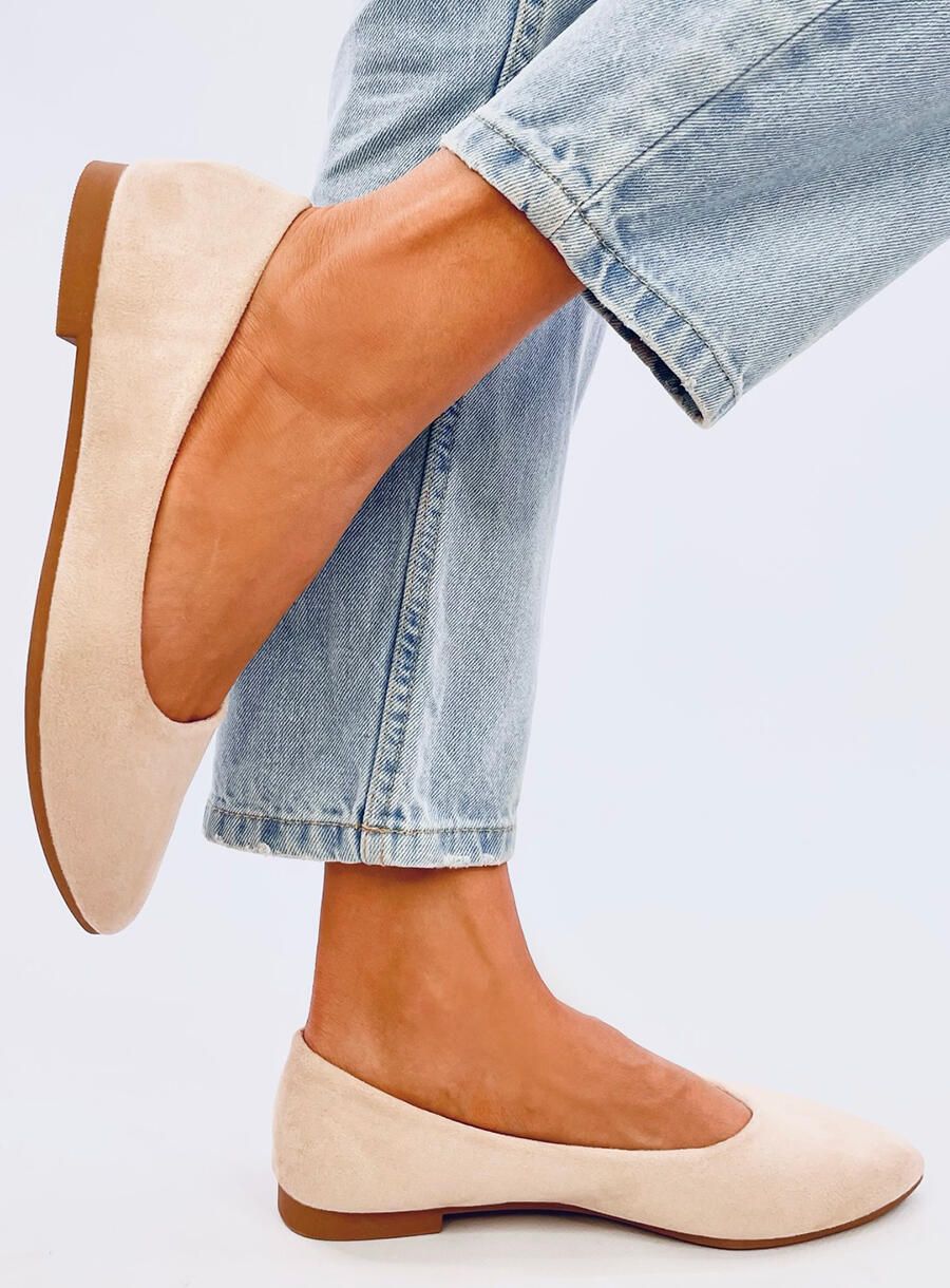 Béžové balerínky s koženou stélkou