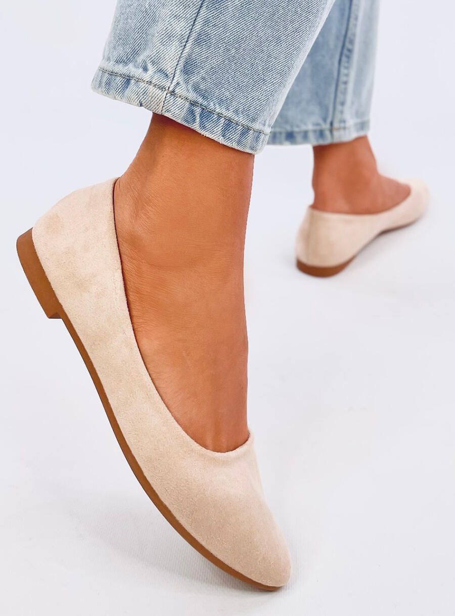 Béžové balerínky s koženou stélkou