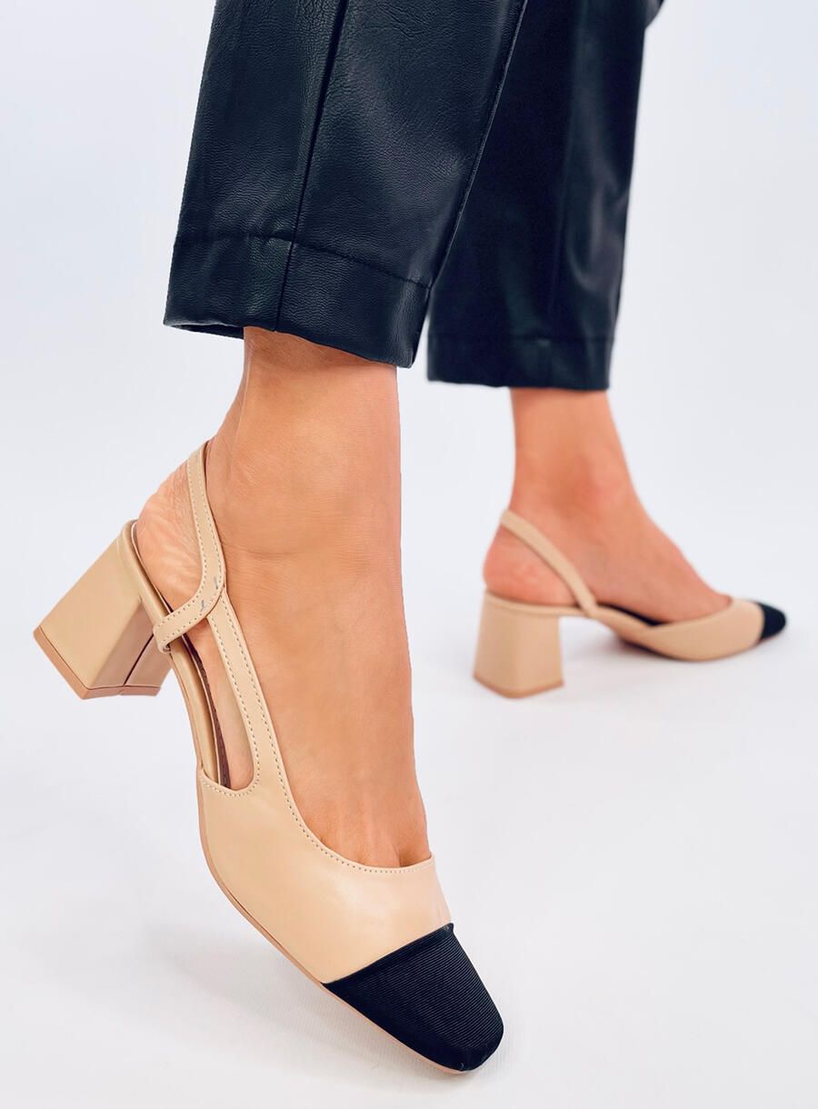 Elegantní nízké lodičky béžová/černá