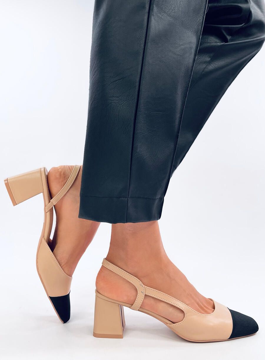 Elegantní nízké lodičky béžová/černá