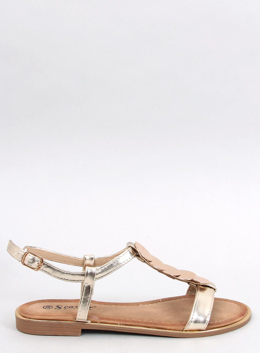 Sandály se zlatou aplikací metalické