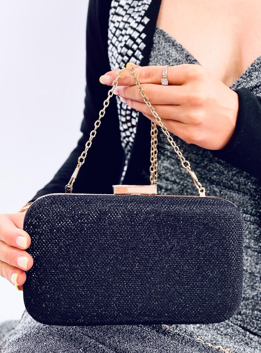 Lesklá dámská kabelka černá